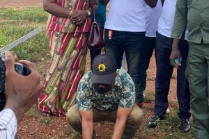 DCE AND HIS MANAGEMENT PLANTED TREES (GREEN GHANA) IN THE AMANSIE CENTRAL DISTRICT ON 11TH JUNE, 2021